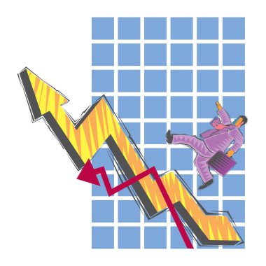 Yüksek riskli yüksek getiri kavramı. Hisse senedi piyasası grafiği üzerinde çalışan kendine güvenen akıllı iş adamı Risk 'in üstünde.