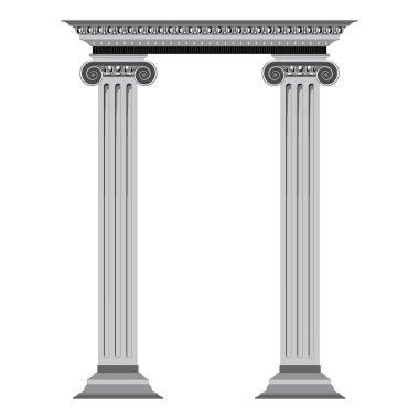 Eski klasik sütunlar. Yunan ve Roma mimari sütunları, tarihi mimari sütunlar izole edilmiş vektör illüstrasyonları. Antika klasik sütunlar. Yunan direği, tarihi çizgi podyumu