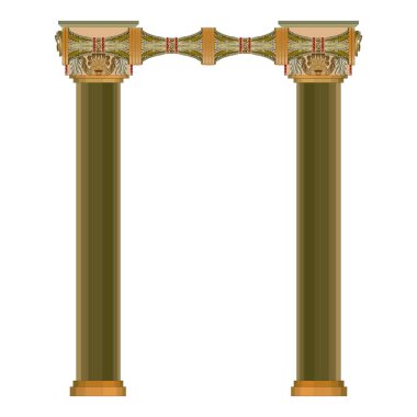 Eski klasik sütunlar. Yunan ve Roma mimari sütunları, tarihi mimari sütunlar izole edilmiş vektör illüstrasyonları. Antika klasik sütunlar. Yunan direği, tarihi çizgi podyumu