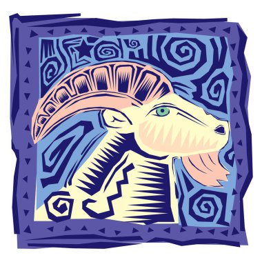 Burç düz simgelerden oluşan burçlar ve izole edilmiş vektör çizimleri. Fiesta sytle astrolojisinin bir parçası.