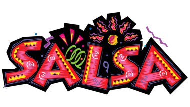 Salsa olsun. El çizimi kelime salsa beyaz bir arka planda izole. Logo, broşür, davetiye veya tişört baskısı için kullanılabilir. 