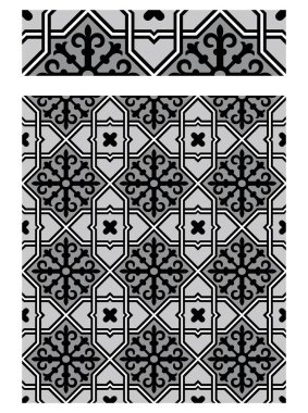 Beyaz arka planda izole edilmiş Arabesk mozaik İslami sanatında kusursuz desen