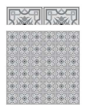 Beyaz arka planda izole edilmiş Arabesk mozaik İslami sanatında kusursuz desen