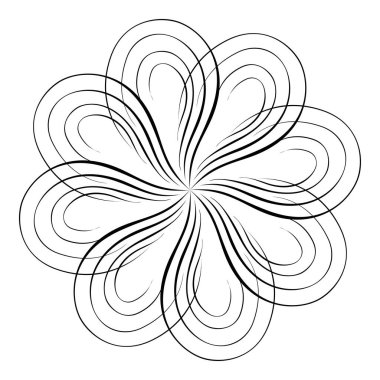 Dekoratif bir yıldız. Yuvarlak süs. Kaligrafi stili. Vektör illüstrasyonu