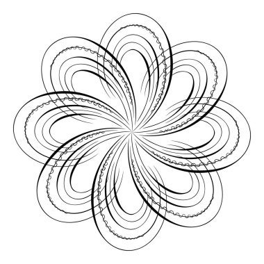 Dekoratif bir yıldız. Yuvarlak süs. Kaligrafi stili. Vektör illüstrasyonu