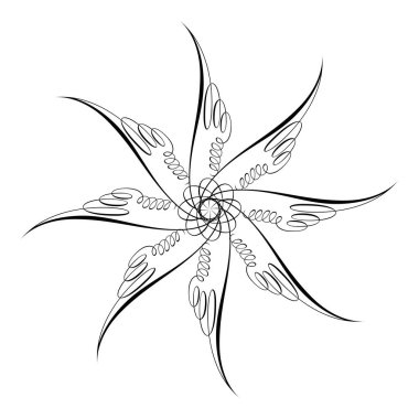 Dekoratif bir yıldız. Yuvarlak süs. Kaligrafi stili. Vektör illüstrasyonu