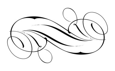 Romantik kapris tarzında beyaz bir arkaplanda siyah kıvrımlı bir çizgi