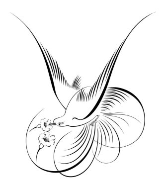 Çizim için zarif hat vuruşları olan soyut kuş