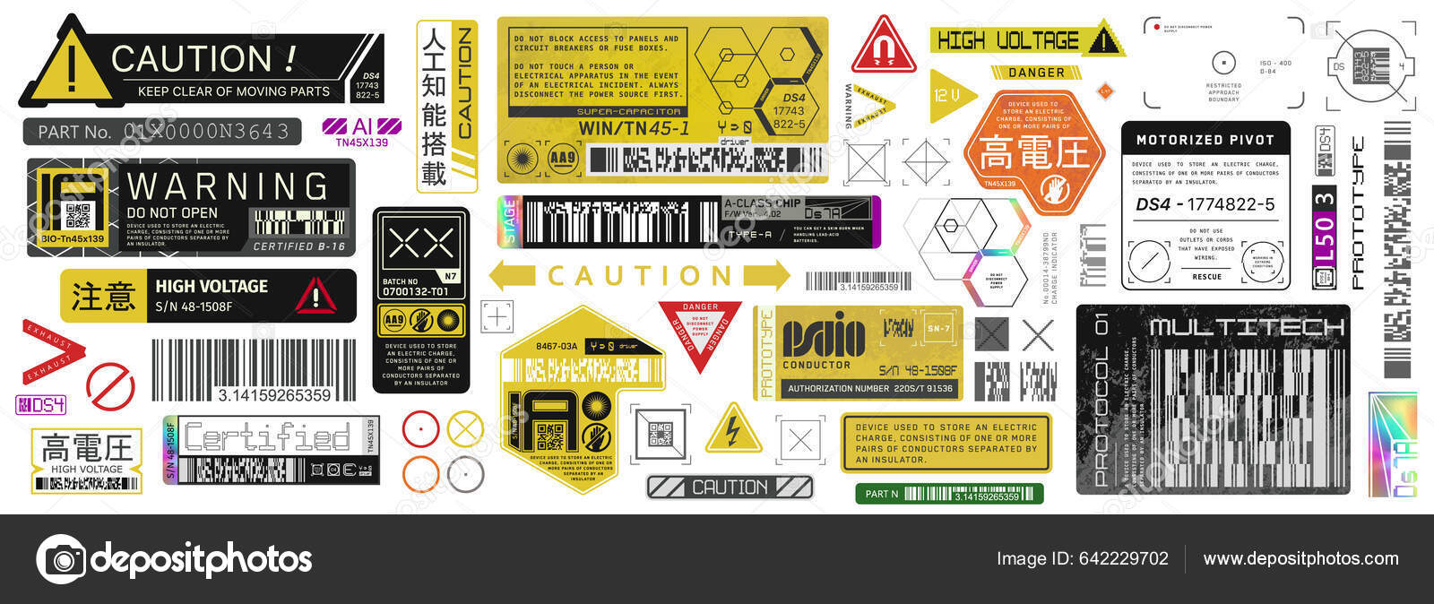 Set Cyberpunk Conjunto Pegatinas Vectoriales Etiquetas