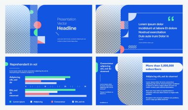 Mavi arkaplandaki yaratıcı sunum şablonları. Vektör bilgi grafikleri. Sunum, broşür ve broşür, kurumsal rapor, pazarlama, reklam, yıllık rapor, afiş.