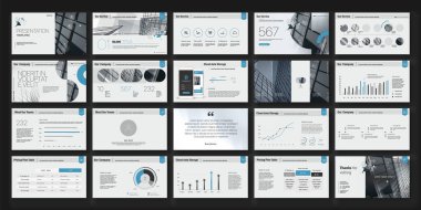Geometrik Mavi sunum beyaz arkaplandaki elementleri şablonlar. Vektör bilgi grafikleri. Sunum, broşür ve broşür, kurumsal rapor, pazarlama, reklam, yıllık rapor, afiş.