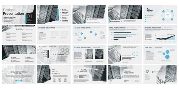 Geometric Blue Presentation Templates Elements White Background Infográficos Vetoriais Uso —  Vetores de Stock