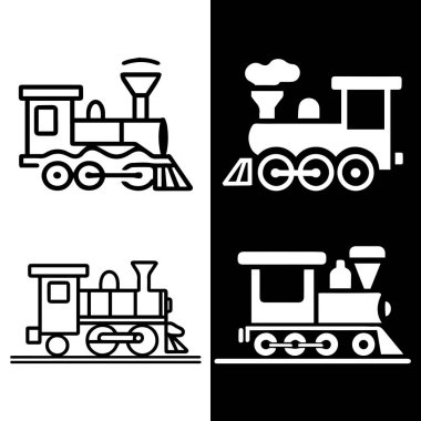 Beyaz arkaplanda tren simgesi ayarlandı