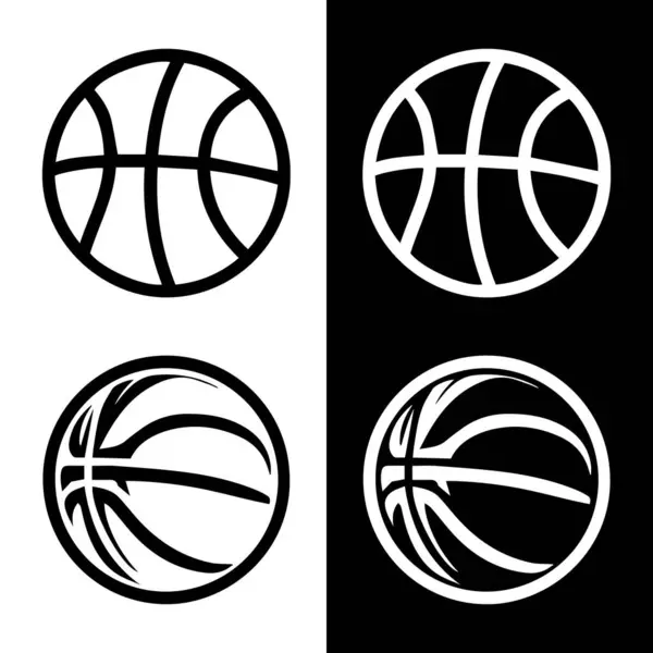 Basketbol topu simgesini siyah ve beyaz arkaplanda izole et. Spor sembolü. Vektör İllüstrasyonu