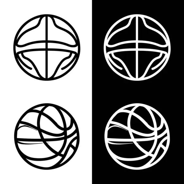 Siyah ve beyaz arka planda izole edilmiş gri çizgi basketbol topu ikonu. Basketbol sembolü vektör illüstrasyonu