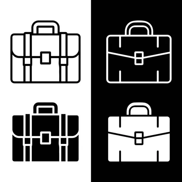 Beyaz ve beyaz arka planda siyah evrak çantası simgesi. İş sözleşmesi. İş portföyü. Simgeleri renklendir. vektör illüstrasyonu