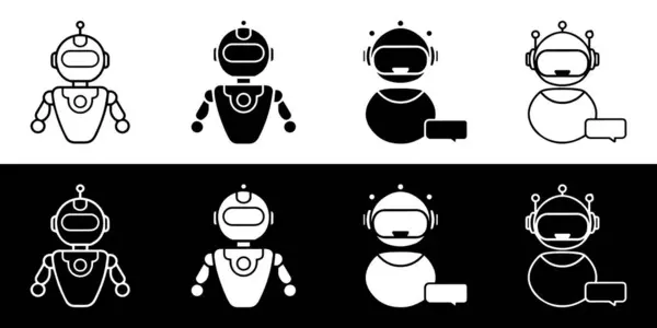 set robotu, gözlüklü adam, robot, robot ve robot simgesi. vektör.