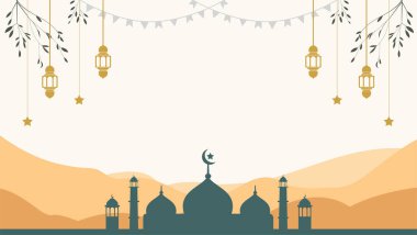 Ramazan kareem arka plan minimalist ve İslami bayram mübarek şablonu