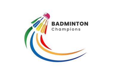 Soyut Swoosh ile Shuttlecock Simgesi tasarımı. Spor logosu ve Badminton Şampiyonası logosu kullanabilirsiniz.