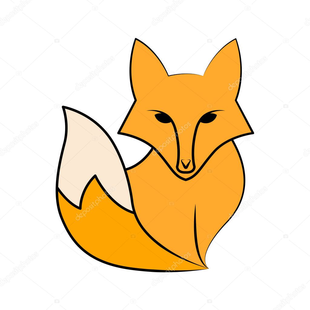 Minimalist Orange Fox Logo  Flat Vector Animal Icon Design