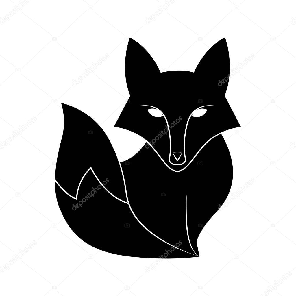 Black and White Minimal Fox Logo  Vector Animal Icon