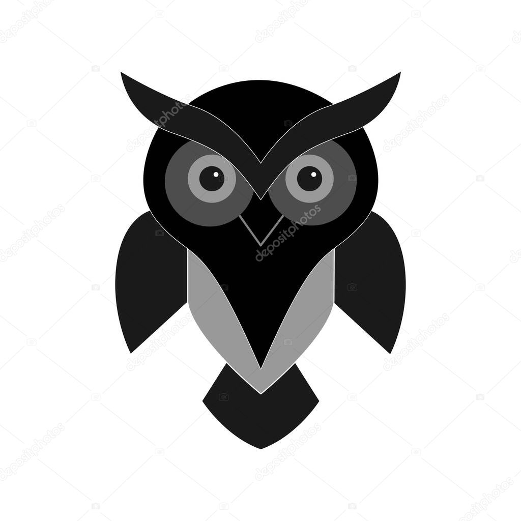 Minimal Black Owl Logo  Monochrome Flat Vector Design