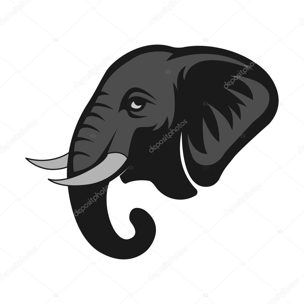 Vector Elephant Head Logo  Monochrome African Elephant Icon for Mascot or Branding