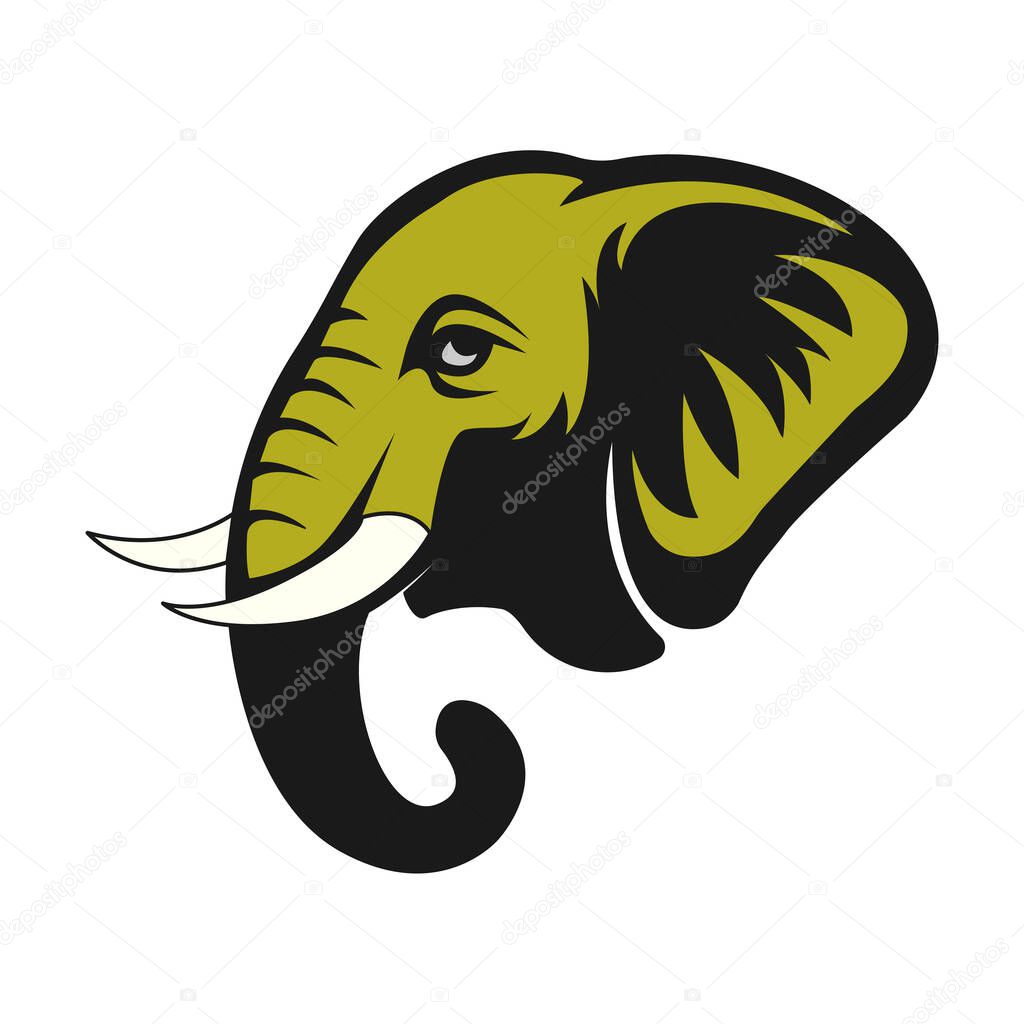 Colored Elephant Head Logo  Bold Vector Animal Icon for Branding and Mascot Design