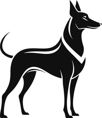 Köpek çiftleşmesi teriyeri, vektör illüstrasyonu, beyaz arkaplanda siluet