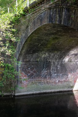 Parkta bir nehir üzerinde bir köprü