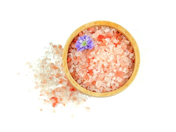 Pink Økologisk Himalaya Salt Hvid Baggrund Spa Wellness Koncept - Stock-foto