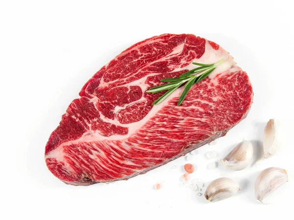 Isolado Carne Haste Prata Fresca Fundo Branco — Fotografia de Stock