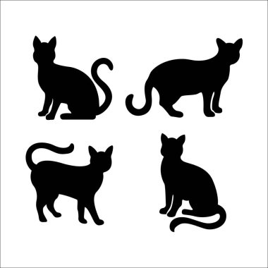 Kara Kedi Siluetleri Eserler ve Tasarım için Vektör Simgeleri
