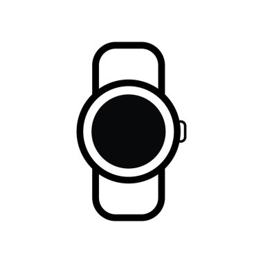 Minimalist Akıllı Saat Simge Vektörü Siyah ve Beyaz Giyilebilir Teknoloji İllüstrasyonu
