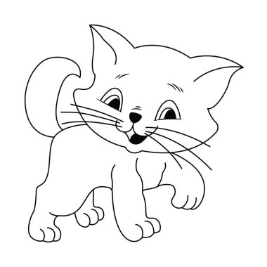 Siyah-Beyaz Şirin Kedi Silüeti Sanatı