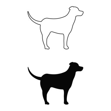 Ayakta Duran Labrador Köpeği Siyah Siluet Vektörü