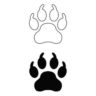 Siyah Köpek Pençesi Yazdırma Siluet Vektör İllüstrasyonu