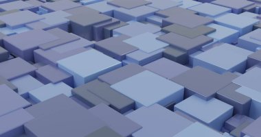 soyut mavi kutular arkaplan 3D oluşturuldu