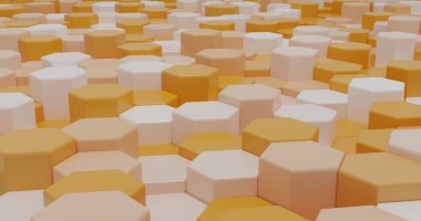 turuncu altıgen nesneler 3D oluşturulmuş arkaplan