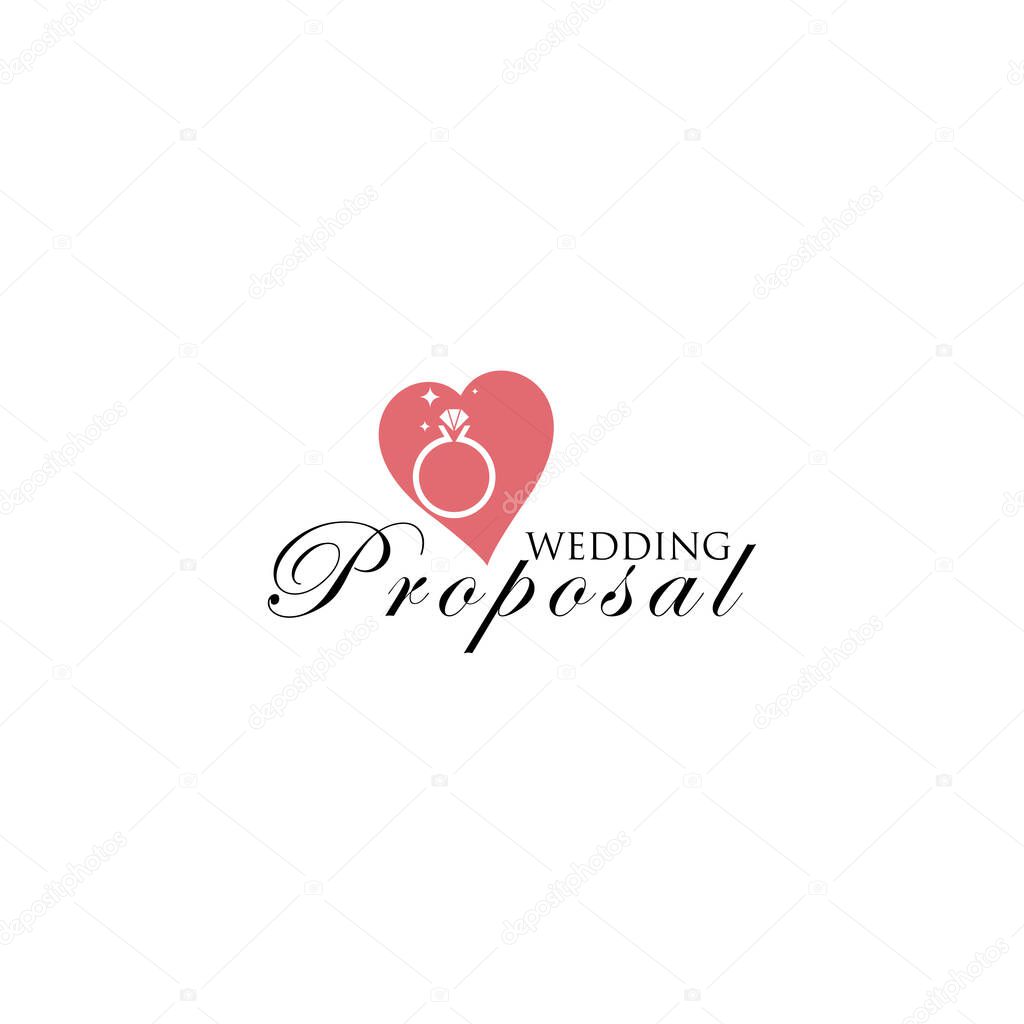 Creative weeding proposal logo design with unique concept premium vector