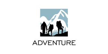 Creative Hiking siluet tasarımı premium vektörü