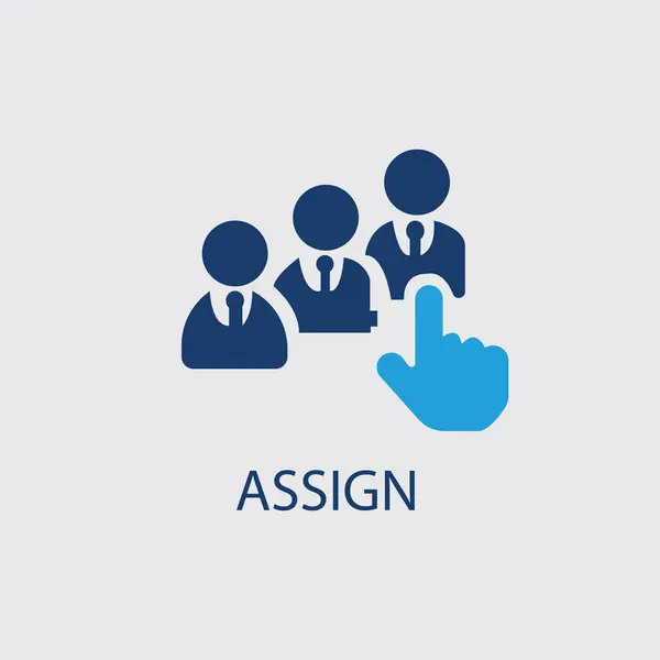Görev, Delege, Görevlendirme, Dağıtım İşletmeleri simgesi. Grup yönetim asistanı. takım çalışması transfer iş iletişimi Logo katı vektör illüstrasyon tasarımı