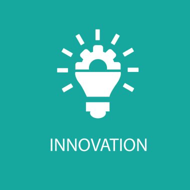 Yenilik simgesi. Dijital bozulma koleksiyonundan basit bir element. Şablonlar ve bilgi grafikleri için doldurulmuş İnovasyon simgesi