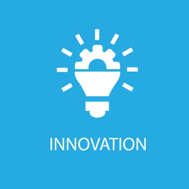 Yenilik simgesi. Dijital bozulma koleksiyonundan basit bir element. Şablonlar ve bilgi grafikleri için doldurulmuş İnovasyon simgesi