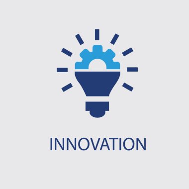 Yenilik simgesi. Dijital bozulma koleksiyonundan basit bir element. Şablonlar ve bilgi grafikleri için doldurulmuş İnovasyon simgesi