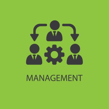 Yönetim Simgesi. Takım çalışması yönetim ikonu. İş ekibi. Bölük lideri, yönetici. Ortaklık simgesi. Organizasyon işgücü. Baba. Yönetim simgesi düz biçim izole edildi 