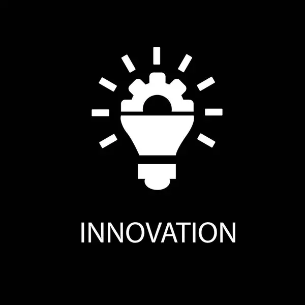 Yenilik simgesi. Dijital bozulma koleksiyonundan basit bir element. Şablonlar ve bilgi grafikleri için doldurulmuş İnovasyon simgesi