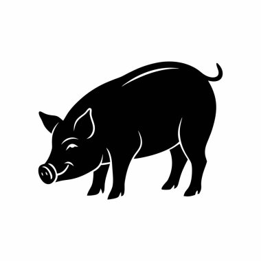 Temiz domuz silueti vektör çizimi. Çok yönlü tasarım için mükemmel: logolar, simgeler, baskılar. Düzenlemek ve ölçeklendirmek kolay.
