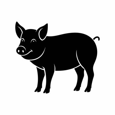 Temiz domuz silueti vektör çizimi. Çok yönlü tasarım için mükemmel: logolar, simgeler, baskılar. Düzenlemek ve ölçeklendirmek kolay.