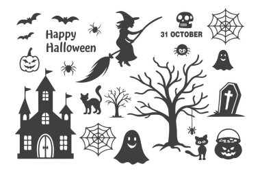 Hayalet ve iskelet vektör sanatı Cadılar Bayramı dekorasyonu ve tasarımları için mükemmel.
